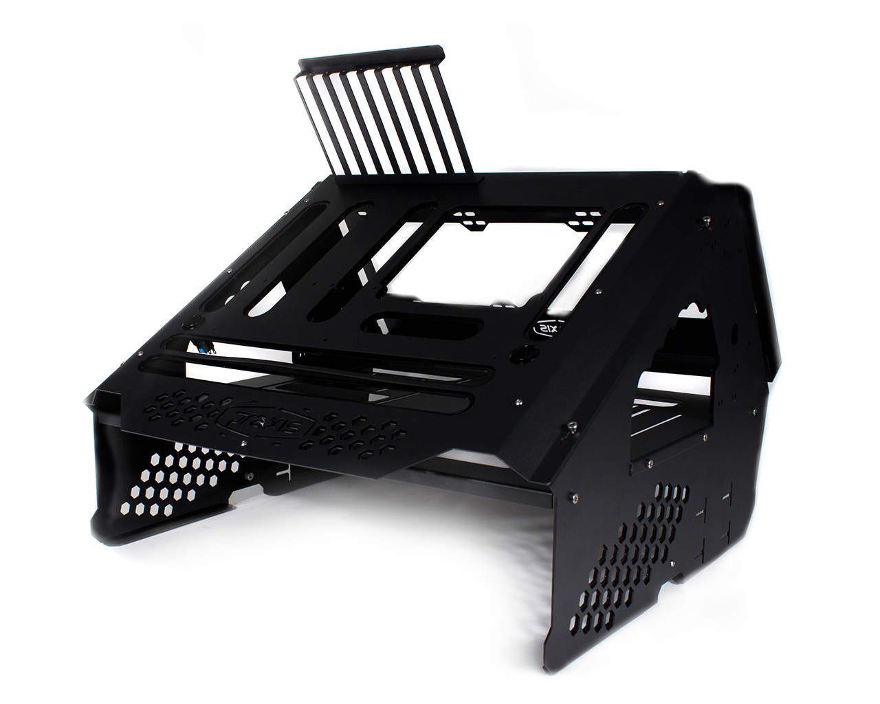 PrimoChill's Praxis Wetbench Powdercoated Steel Modular Open Air Computer Test Bench for Watercooling or Air Cooled Components - PrimoChill - KEEPING IT COOL Black w/Black Accents