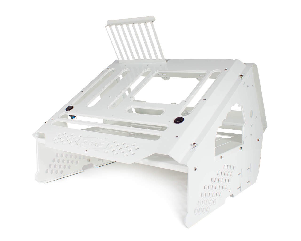 PrimoChill's Praxis Wetbench Powdercoated Steel Modular Open Air Computer Test Bench for Watercooling or Air Cooled Components - PrimoChill - KEEPING IT COOL White w/White Accents