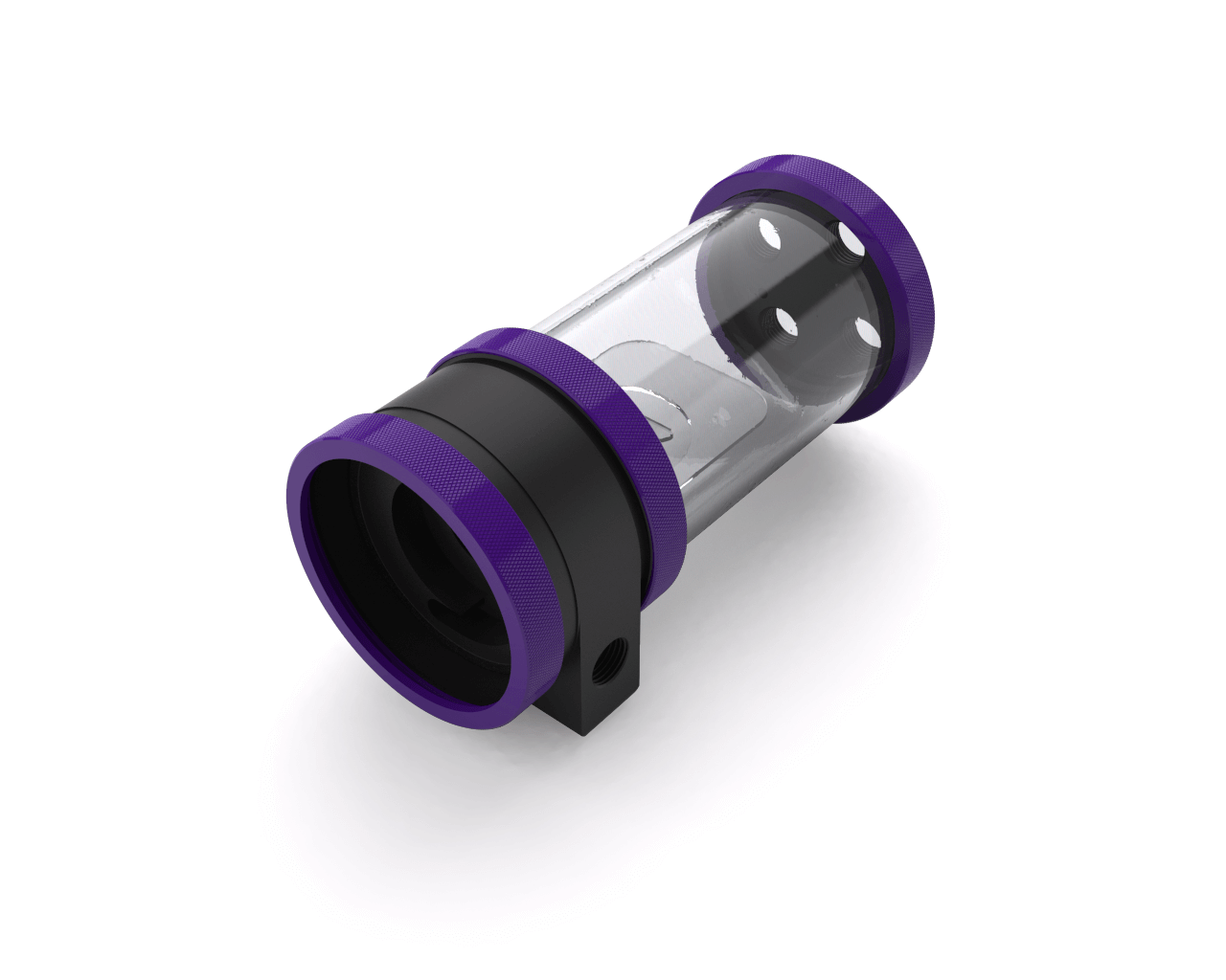 PrimoChill CTR SFF Phase II High Flow D5 Enabled Reservoir System - Black POM - 120mm - PrimoChill - KEEPING IT COOL Purple