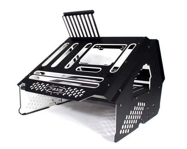 PrimoChill's Praxis Wetbench Powdercoated Steel Modular Open Air Computer Test Bench for Watercooling or Air Cooled Components - PrimoChill - KEEPING IT COOL Black w/White Accents