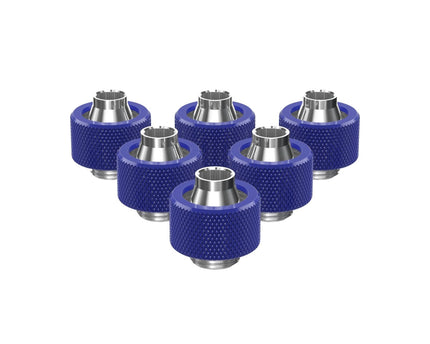 PrimoChill SecureFit SX - Premium Compression Fitting For 3/8in ID x 5/8in OD Flexible Tubing 6 Pack (F-SFSX58-6) - Available in 20+ Colors, Custom Watercooling Loop Ready - PrimoChill - KEEPING IT COOL True Blue