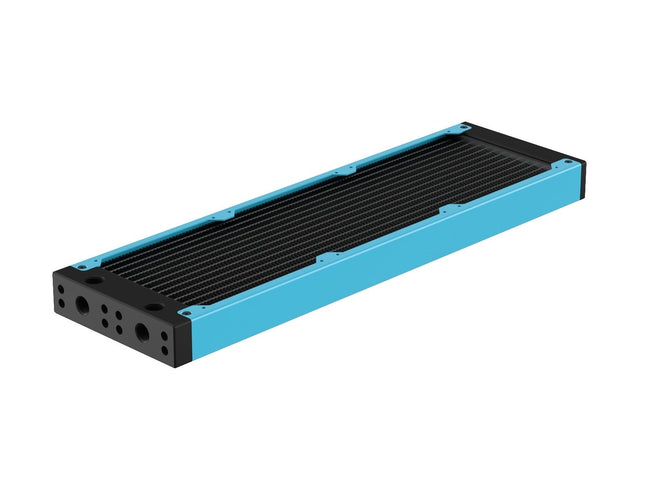 PrimoChill 360SL (30mm) EXIMO Modular Radiator, Black POM, 3x120mm, Triple Fan (R-SL-BK36) Available in 20+ Colors, Assembled in USA and Custom Watercooling Loop Ready - Sky Blue