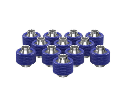PrimoChill SecureFit SX - Premium Compression Fitting For 3/8in ID x 5/8in OD Flexible Tubing 12 Pack (F-SFSX58-12) - Available in 20+ Colors, Custom Watercooling Loop Ready - PrimoChill - KEEPING IT COOL True Blue