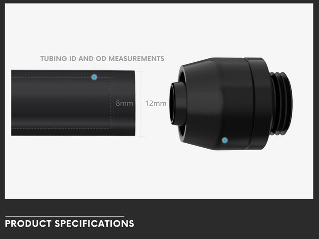 Bykski 8mm x 12mm Flexible TPV (EPDM) Tubing - Black - 3 Meters
