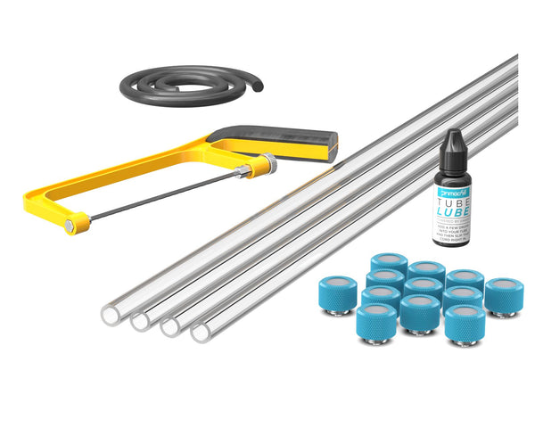 PrimoChill (Professional Kit) 4x 14mm Acrylic/PMMA Tubes, 12x Metrix SX Fitting, Bending Cord and Cutting Tool - Sky Blue