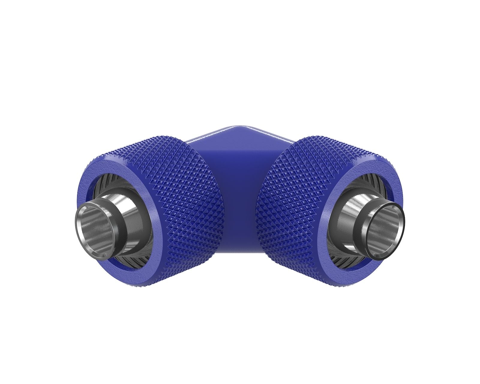 PrimoChill SecureFit SX - Premium 90 Degree Compression Fitting Set For 3/8in ID x 5/8in OD Flexible Tubing (F-SFSX5890) - Available in 20+ Colors, Custom Watercooling Loop Ready - True Blue