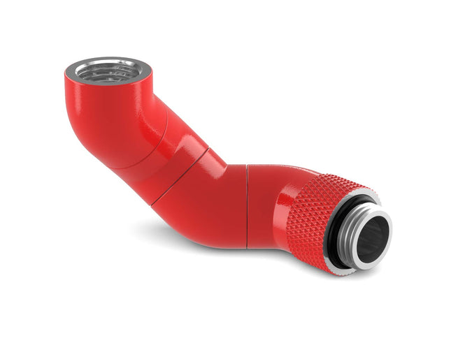PrimoChill Male to Female G 1/4in. 180 Degree SX Triple Rotary Elbow Fitting - Razor Red