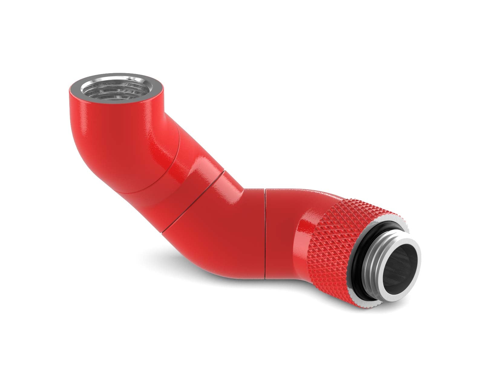 PrimoChill Male to Female G 1/4in. 180 Degree SX Triple Rotary Elbow Fitting - Razor Red