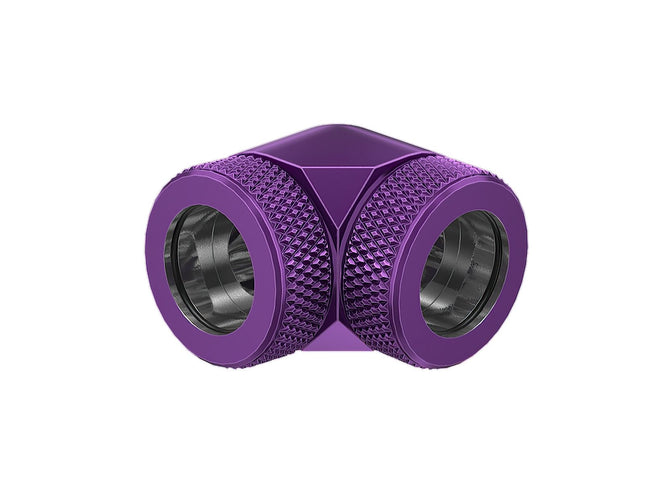 PrimoChill InterConnect SX Premium 90 Degree Elbow Adapter Fitting for 14MM Rigid Tubing (FA-9014) - Candy Purple
