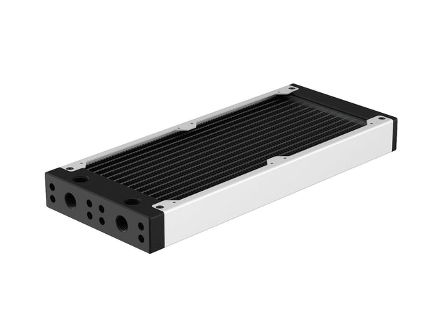 PrimoChill 240SL (30mm) EXIMO Modular Radiator, Black POM, 2x120mm, Dual Fan (R-SL-BK24) Available in 20+ Colors, Assembled in USA and Custom Watercooling Loop Ready - Sky White