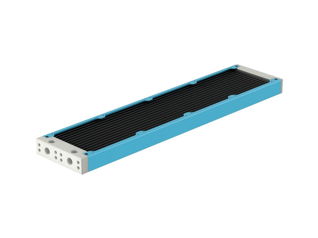 PrimoChill 480SL (30mm) EXIMO Modular Radiator, White POM, 4x120mm, Quad Fan (R-SL-W48) Available in 20+ Colors, Assembled in USA and Custom Watercooling Loop Ready - Sky Blue