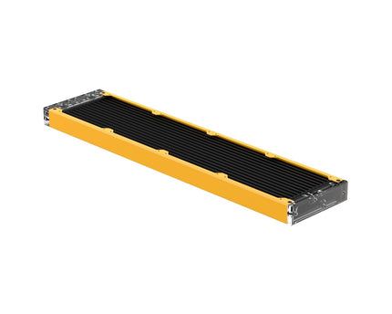 PrimoChill 480SL (30mm) EXIMO Modular Radiator, Clear Acrylic, 4x120mm, Quad Fan (R-SL-A48) Available in 20+ Colors, Assembled in USA and Custom Watercooling Loop Ready - Yellow