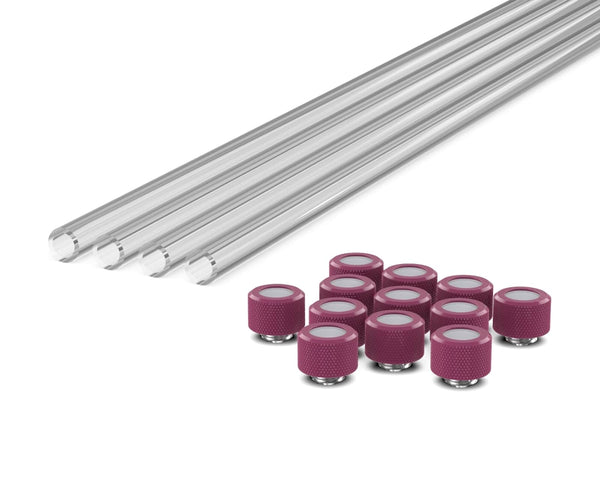 PrimoChill (Basic Kit) 4x 14mm Acrylic/PMMA Tubes, 12x Metric SX Fittings - Magenta