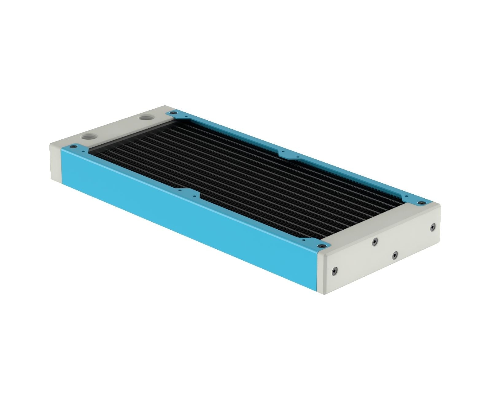PrimoChill 240SL (30mm) EXIMO Modular Radiator, White POM, 2x120mm, Dual Fan (R-SL-W24) Available in 20+ Colors, Assembled in USA and Custom Watercooling Loop Ready - Sky Blue