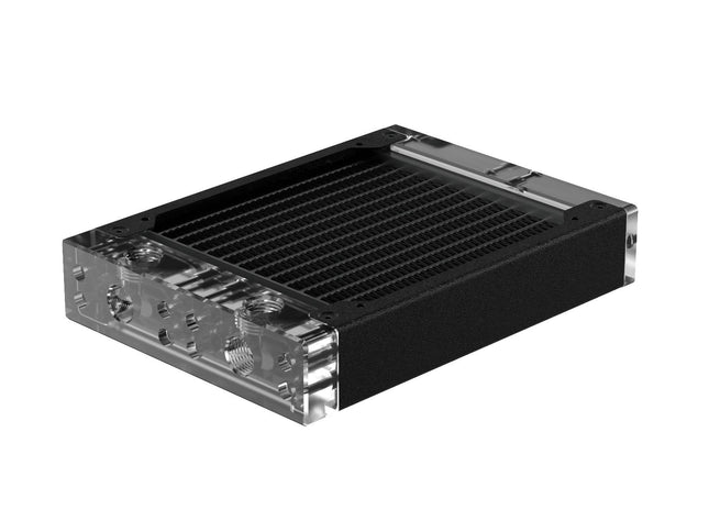 PrimoChill 120SL (30mm) EXIMO Modular Radiator, Clear Acrylic, 1x120mm, Single Fan (R-SL-A12) Available in 20+ Colors, Assembled in USA and Custom Watercooling Loop Ready - TX Matte Black