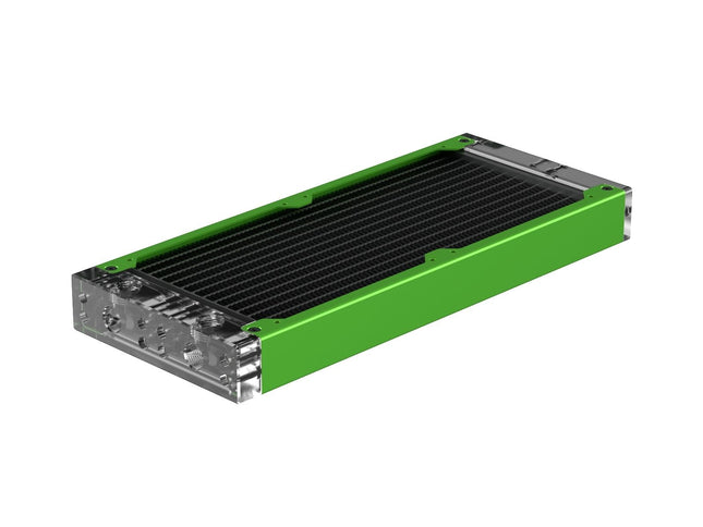 PrimoChill 240SL (30mm) EXIMO Modular Radiator, Clear Acrylic, 2x120mm, Dual Fan (R-SL-A24) Available in 20+ Colors, Assembled in USA and Custom Watercooling Loop Ready - Toxic Candy