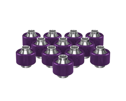 PrimoChill SecureFit SX - Premium Compression Fitting For 7/16in ID x 5/8in OD Flexible Tubing 12 Pack (F-SFSX758-12) - Available in 20+ Colors, Custom Watercooling Loop Ready - PrimoChill - KEEPING IT COOL Candy Purple