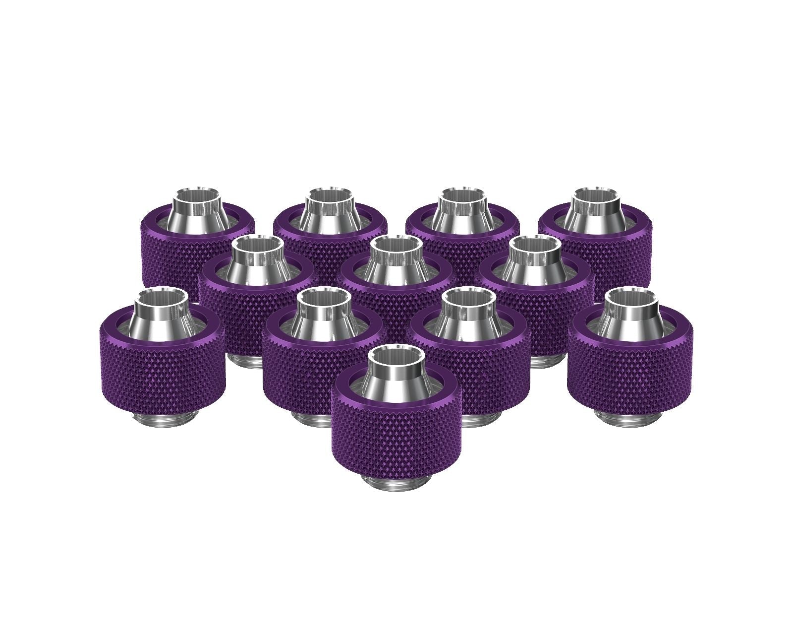 PrimoChill SecureFit SX - Premium Compression Fitting For 7/16in ID x 5/8in OD Flexible Tubing 12 Pack (F-SFSX758-12) - Available in 20+ Colors, Custom Watercooling Loop Ready - Candy Purple