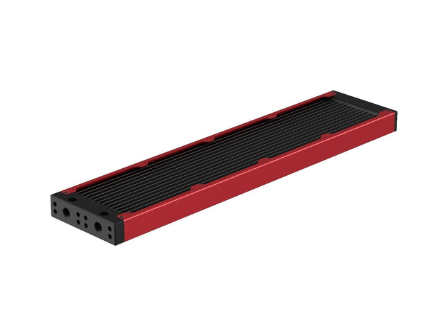 PrimoChill 480SL (30mm) EXIMO Modular Radiator, Black POM, 4x120mm, Quad Fan (R-SL-BK48) Available in 20+ Colors, Assembled in USA and Custom Watercooling Loop Ready - Candy Red