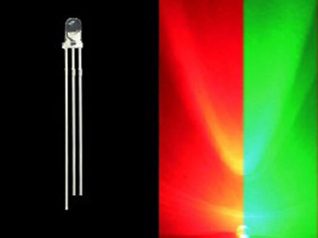 3mm Bi-Colored 3 Prong LED Bulb- Red/Green- 50 Pack