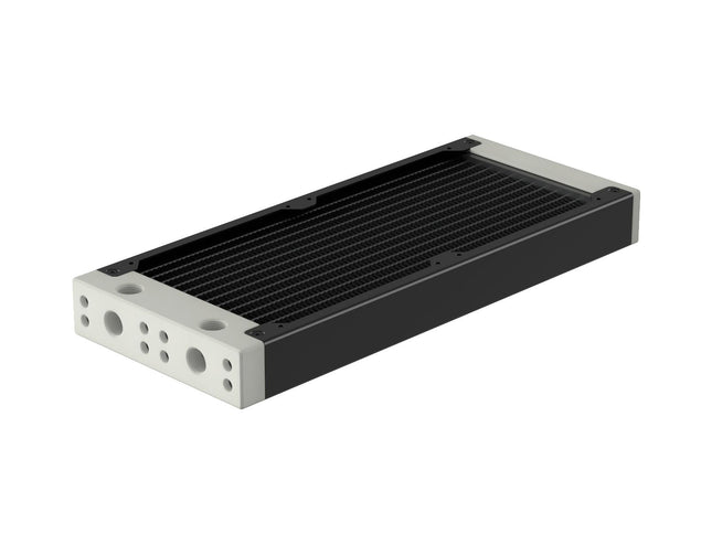PrimoChill 240SL (30mm) EXIMO Modular Radiator, White POM, 2x120mm, Dual Fan (R-SL-W24) Available in 20+ Colors, Assembled in USA and Custom Watercooling Loop Ready - Satin Black