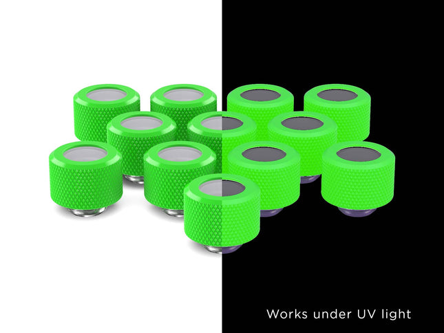PrimoChill 14mm OD Rigid SX Fitting - 12 Pack - UV Green