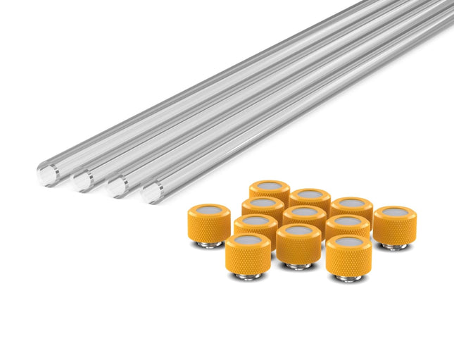 PrimoChill (Basic Kit) 4x 14mm Acrylic/PMMA Tubes, 12x Metric SX Fittings - Yellow
