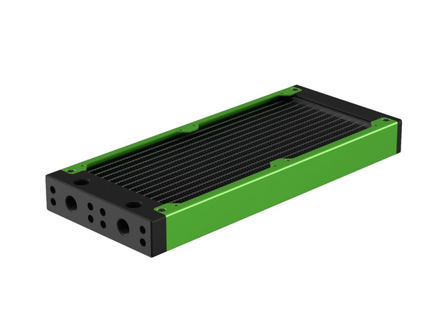 PrimoChill 240SL (30mm) EXIMO Modular Radiator, Black POM, 2x120mm, Dual Fan (R-SL-BK24) Available in 20+ Colors, Assembled in USA and Custom Watercooling Loop Ready - Toxic Candy