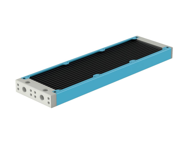 PrimoChill 360SL (30mm) EXIMO Modular Radiator, White POM, 3x120mm, Triple Fan (R-SL-W36) Available in 20+ Colors, Assembled in USA and Custom Watercooling Loop Ready - Sky Blue