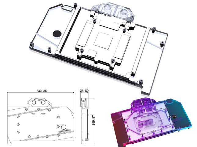 Bykski Full Coverage GPU Water Block and Backplate for Zotac Gaming RTX 4090 Series (N-ST4090TQ-X-V2)