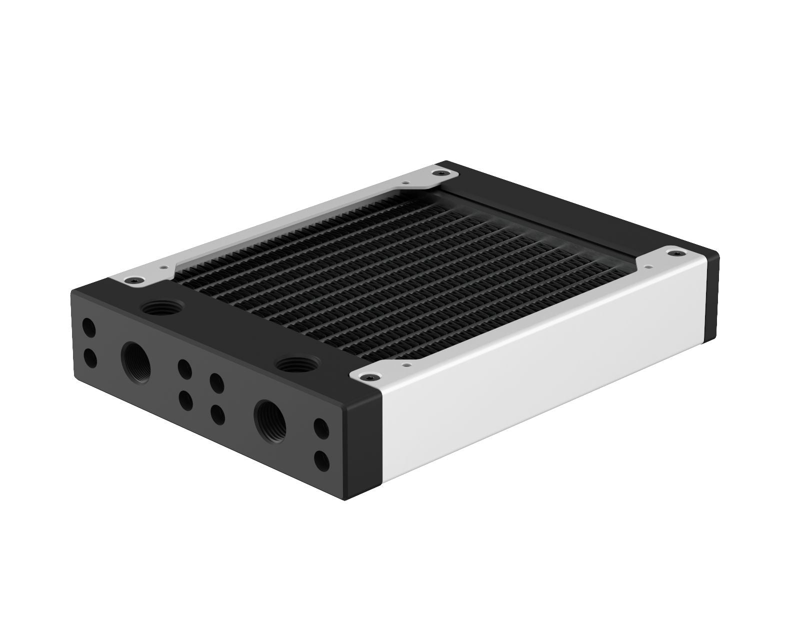 PrimoChill 120SL (30mm) EXIMO Modular Radiator, Black POM, 1x120mm, Single Fan (R-SL-BK12) Available in 20+ Colors, Assembled in USA and Custom Watercooling Loop Ready - Sky White