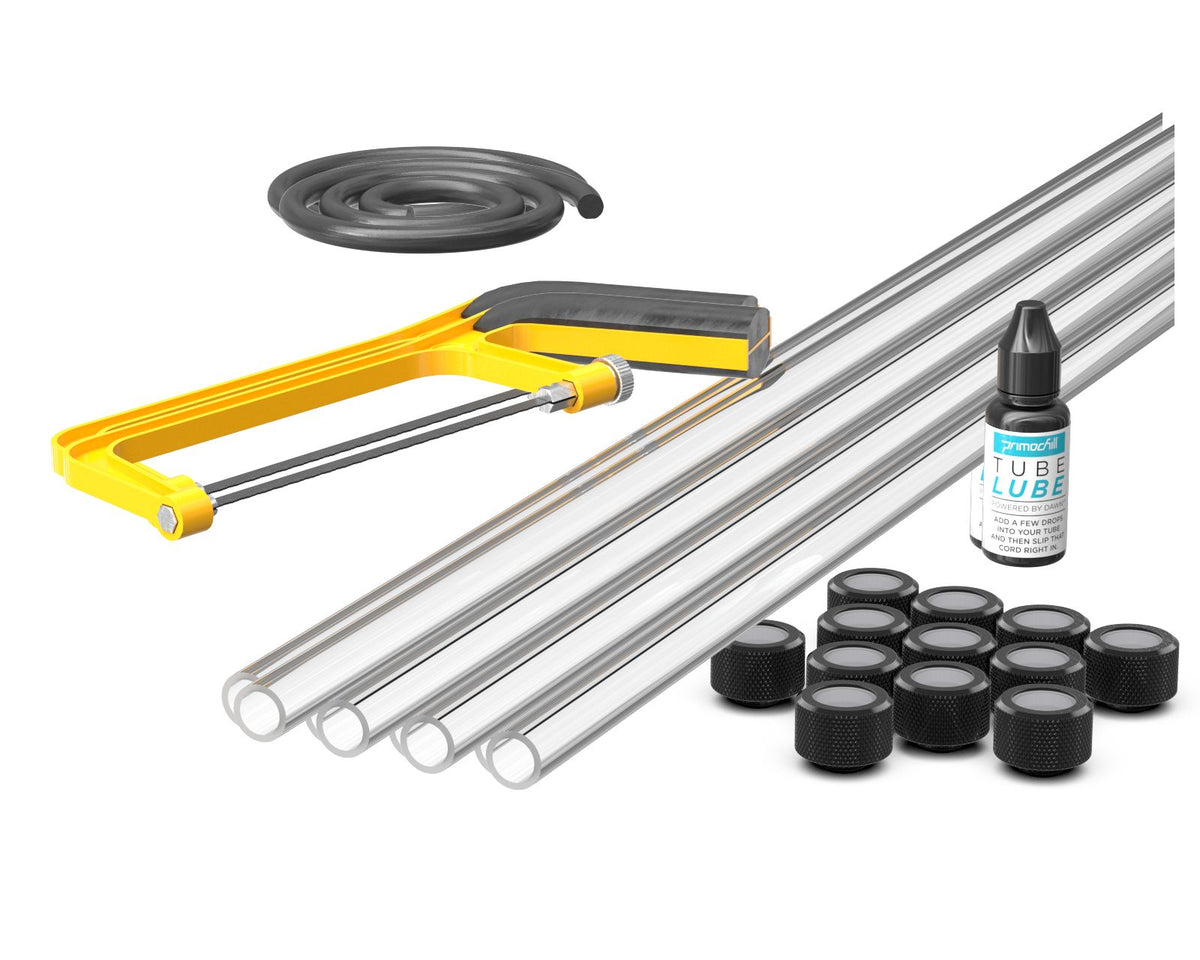 PrimoChill (Professional Kit) 4x 16mm Acrylic/PMMA Tubes, 12x Metrix SX Fitting, Bending Cord and Cutting Tool - PrimoChill - KEEPING IT COOL Satin Black