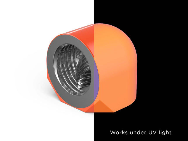 PrimoChill Female to Female G 1/4in. 90 Degree SX Elbow Fitting - UV Orange