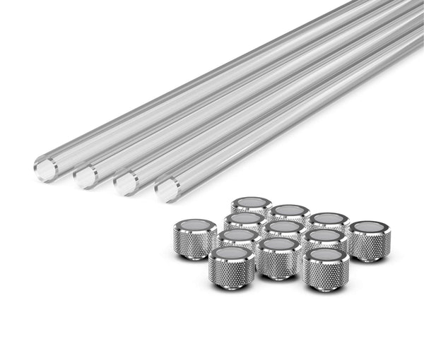 PrimoChill (Basic Kit) 4x 16mm Acrylic/PMMA Tubes, 12x Metric SX Fittings - PrimoChill - KEEPING IT COOL Silver Nickel