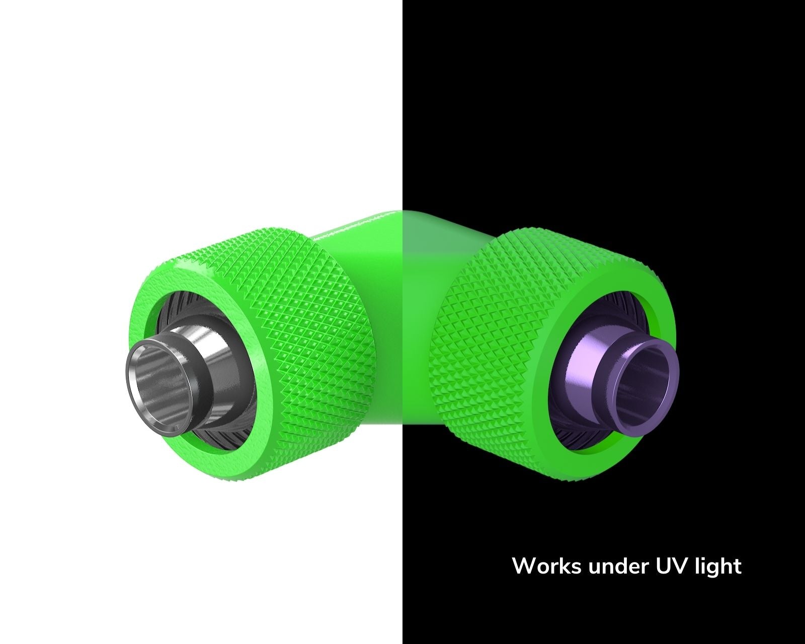 PrimoChill SecureFit SX - Premium 90 Degree Compression Fitting Set For 7/16in ID x 5/8in OD Flexible Tubing (F-SFSX75890) - Available in 20+ Colors, Custom Watercooling Loop Ready - UV Green