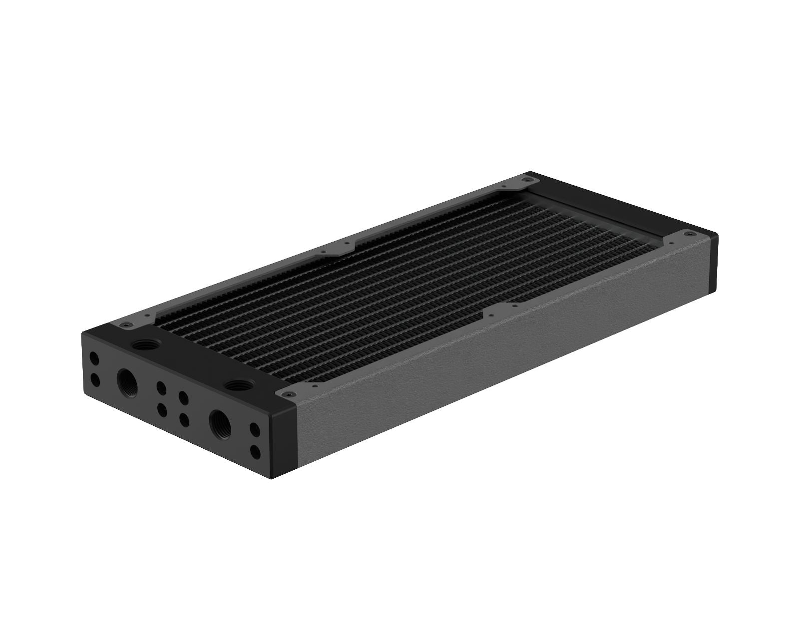 PrimoChill 240SL (30mm) EXIMO Modular Radiator, Black POM, 2x120mm, Dual Fan (R-SL-BK24) Available in 20+ Colors, Assembled in USA and Custom Watercooling Loop Ready - TX Matte Gun Metal
