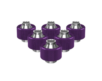 PrimoChill SecureFit SX - Premium Compression Fitting For 3/8in ID x 5/8in OD Flexible Tubing 6 Pack (F-SFSX58-6) - Available in 20+ Colors, Custom Watercooling Loop Ready - PrimoChill - KEEPING IT COOL Candy Purple
