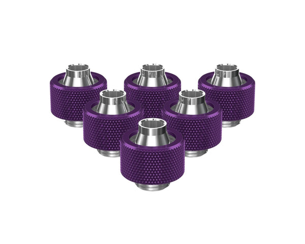 PrimoChill SecureFit SX - Premium Compression Fitting For 3/8in ID x 5/8in OD Flexible Tubing 6 Pack (F-SFSX58-6) - Available in 20+ Colors, Custom Watercooling Loop Ready - Candy Purple