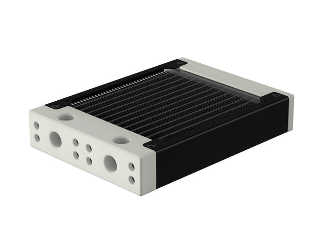 PrimoChill 120SL (30mm) EXIMO Modular Radiator, White POM, 1x120mm, Single Fan (R-SL-W12) Available in 20+ Colors, Assembled in USA and Custom Watercooling Loop Ready - Satin Black