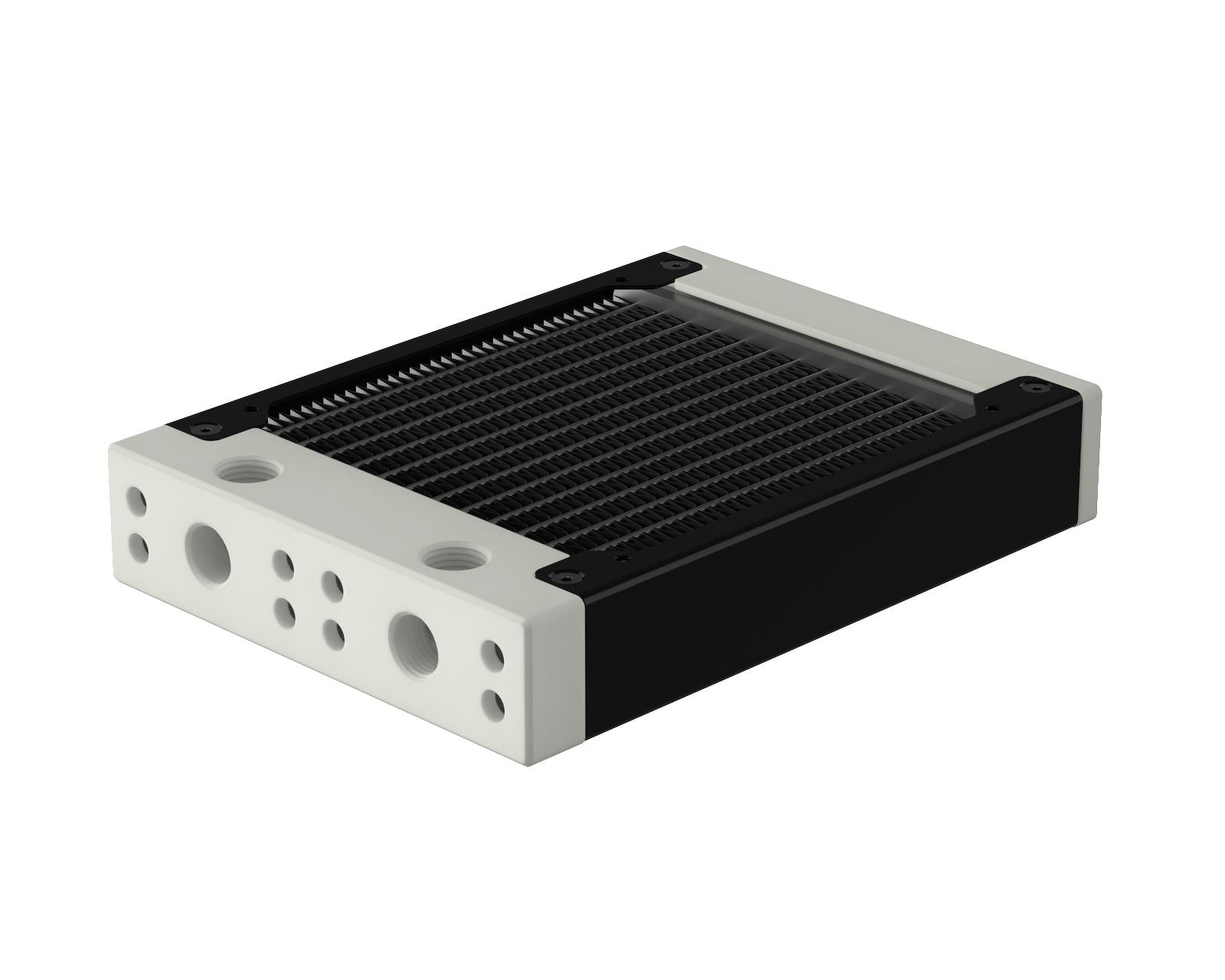 PrimoChill 120SL (30mm) EXIMO Modular Radiator, White POM, 1x120mm, Single Fan (R-SL-W12) Available in 20+ Colors, Assembled in USA and Custom Watercooling Loop Ready - Satin Black