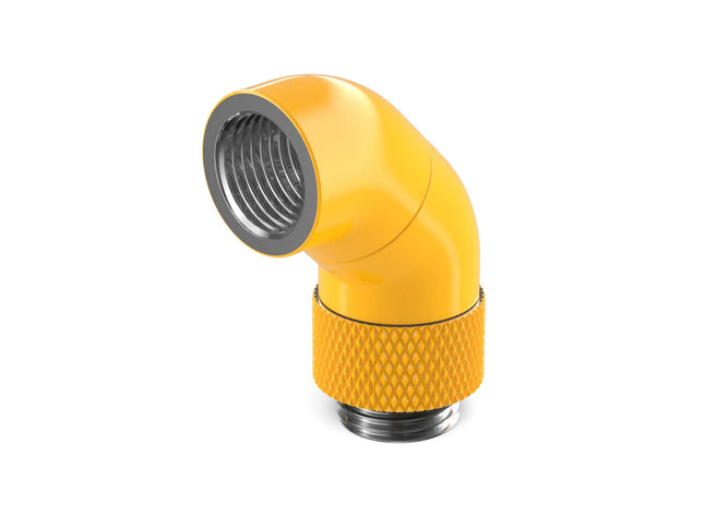 PrimoChill Male to Female G 1/4in. 90 Degree SX Dual Rotary Snake Fitting - Yellow