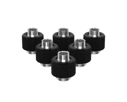 PrimoChill SecureFit SX - Premium Compression Fitting For 3/8in ID x 1/2in OD Flexible Tubing 6 Pack (F-SFSX12-6) - Available in 20+ Colors, Custom Watercooling Loop Ready - PrimoChill - KEEPING IT COOL TX Matte Black