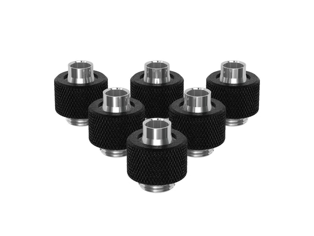 PrimoChill SecureFit SX - Premium Compression Fitting For 3/8in ID x 1/2in OD Flexible Tubing 6 Pack (F-SFSX12-6) - Available in 20+ Colors, Custom Watercooling Loop Ready - TX Matte Black