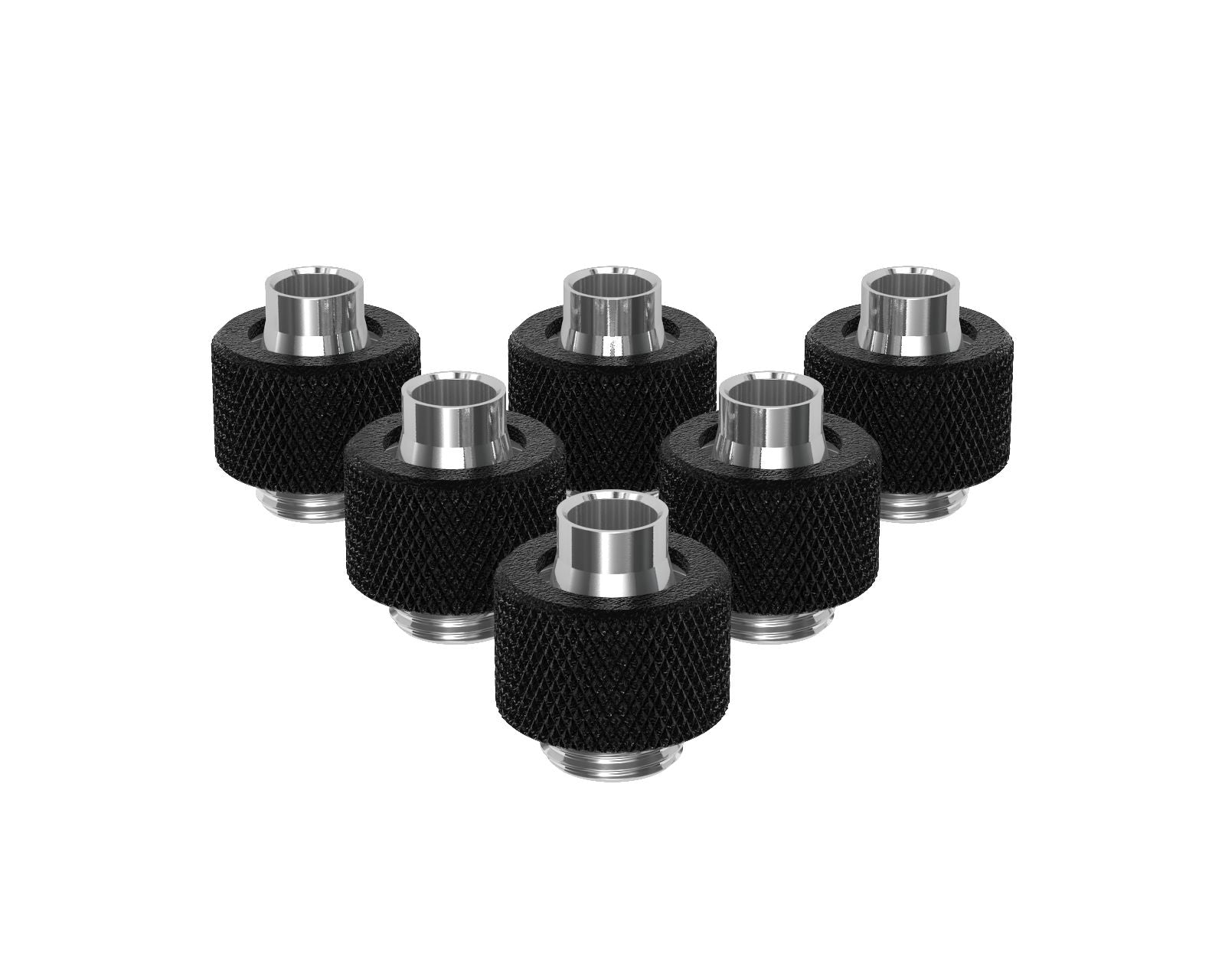 PrimoChill SecureFit SX - Premium Compression Fitting For 3/8in ID x 1/2in OD Flexible Tubing 6 Pack (F-SFSX12-6) - Available in 20+ Colors, Custom Watercooling Loop Ready - TX Matte Black