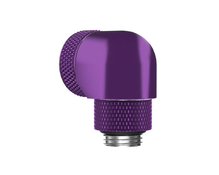 PrimoChill InterConnect SX Premium G1/4 to 90 Degree Adapter Fitting for 14MM Rigid Tubing (FA-G9014) - Candy Purple