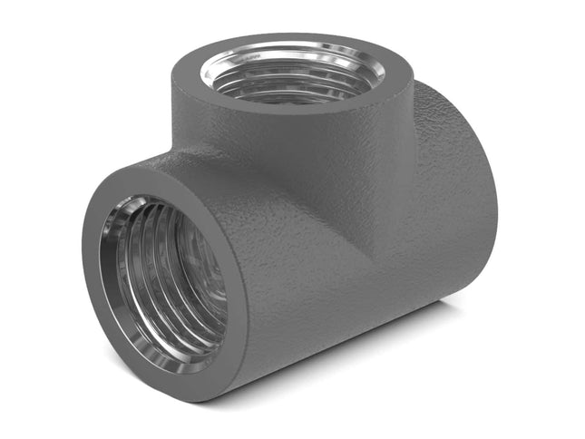 PrimoChill G 1/4in. Inline 3-Way SX Female T Adapter - TX Matte Gun Metal