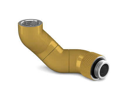 PrimoChill Male to Female G 1/4in. 180 Degree SX Triple Rotary Elbow Fitting - Gold