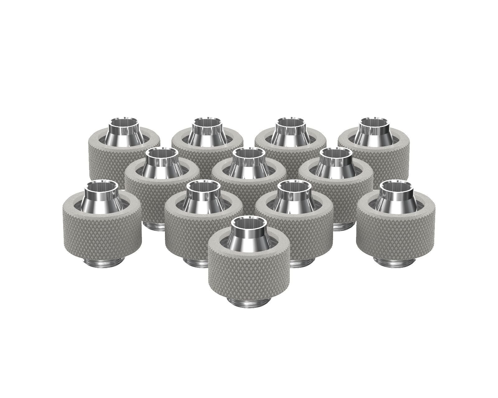 PrimoChill SecureFit SX - Premium Compression Fitting For 3/8in ID x 5/8in OD Flexible Tubing 12 Pack (F-SFSX58-12) - Available in 20+ Colors, Custom Watercooling Loop Ready - TX Matte Silver