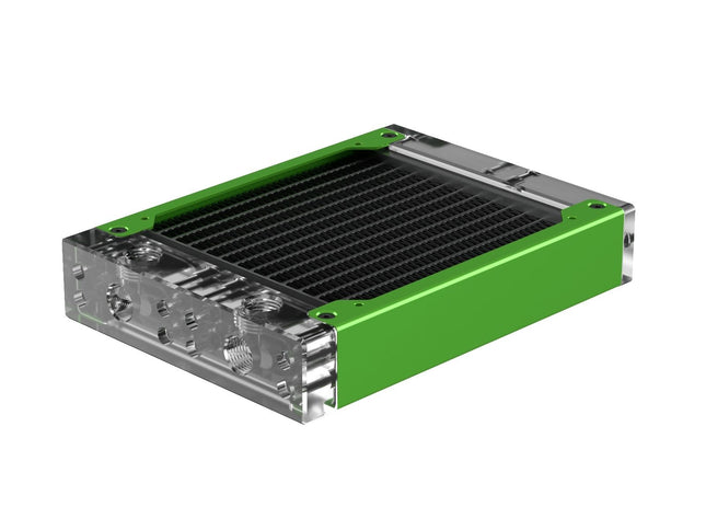 PrimoChill 120SL (30mm) EXIMO Modular Radiator, Clear Acrylic, 1x120mm, Single Fan (R-SL-A12) Available in 20+ Colors, Assembled in USA and Custom Watercooling Loop Ready - Toxic Candy