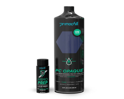 PrimoChill Opaque - Computer WaterCooling Show Coolant, Solid/Non-Transparent, Full Protection, Advanced User, PrimoPrep Included, Proudly Made in The USA (32oz/.9L) - Steel Blue